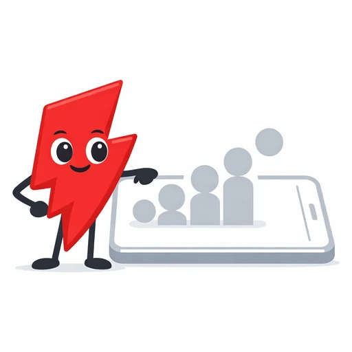 Illustration of the BuyFollows mascot beside a phone with a rising row of followers