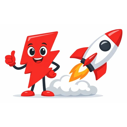 Illustration of the BuyFollows mascot beside a launching rocket