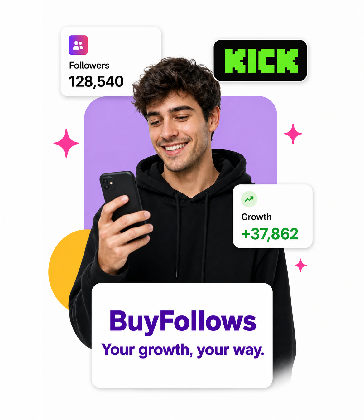 Buy Kick followers, likes and views with BuyFollows