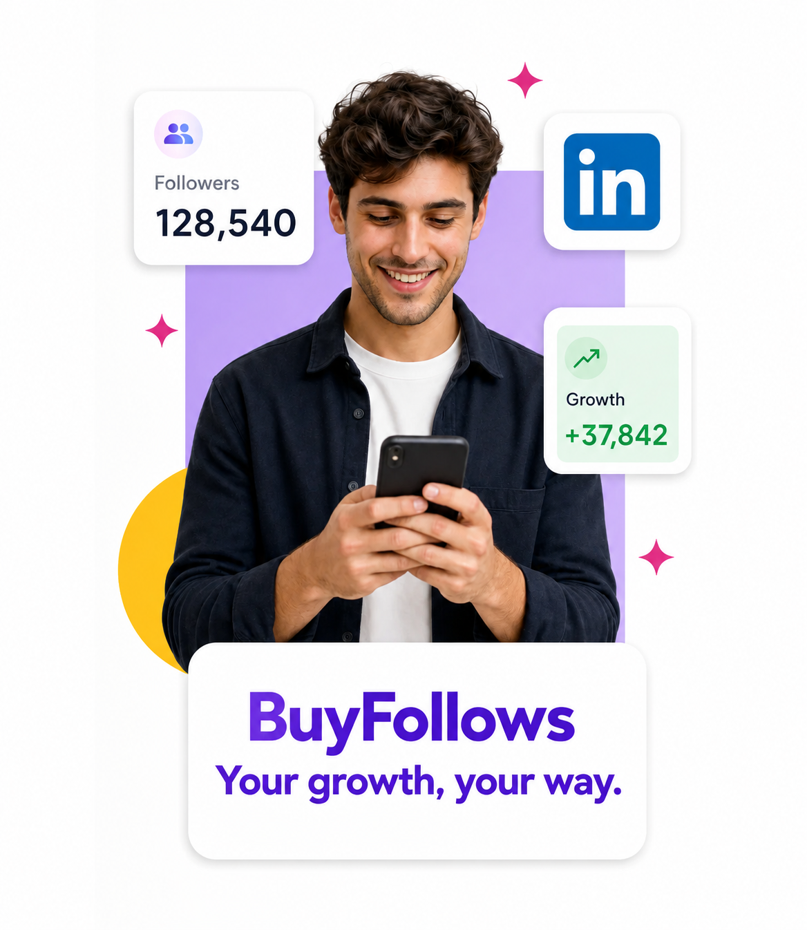 Buy LinkedIn followers, likes and views with BuyFollows