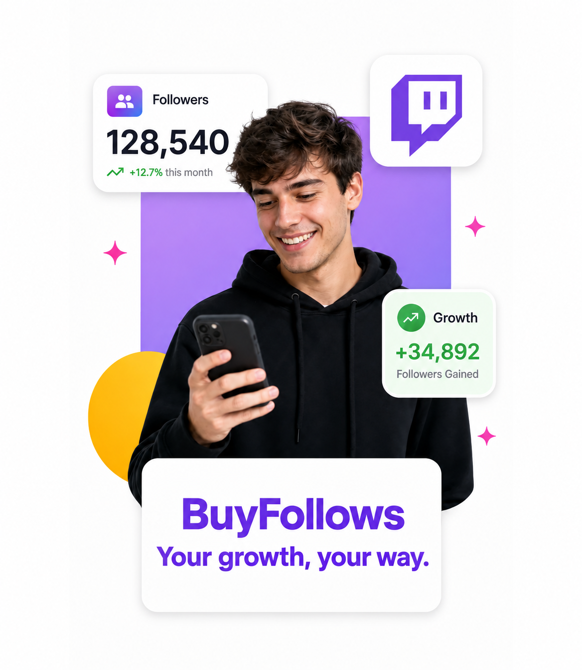 Buy Twitch followers, likes and views with BuyFollows